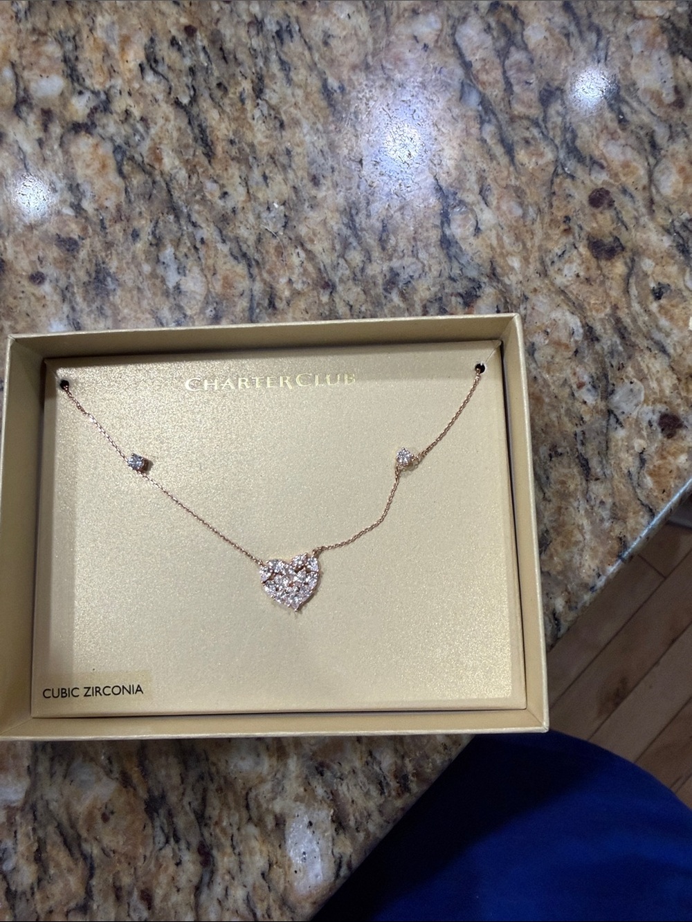 Charter Club Rose Gold Heart Necklace with Sparkling Cubic Zirconia